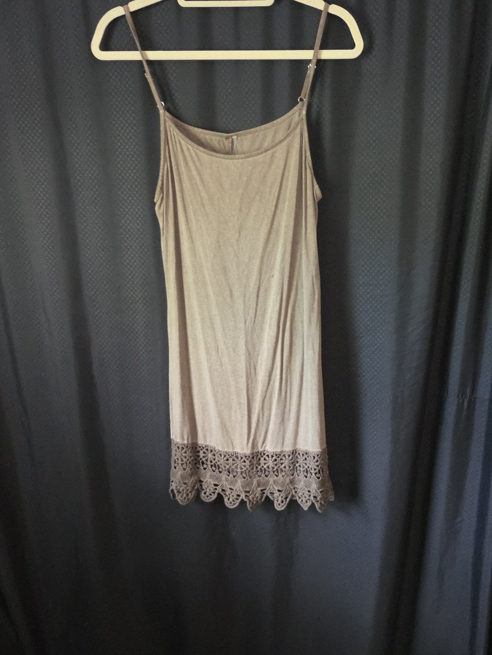 Monoreno Brown Crochet-Hem Slip Dress